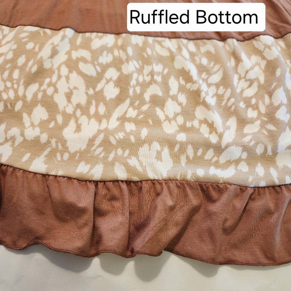 WOMEN'S PLUS SIZE 6X ANIMAL PRINT RUFFLED HEM TOP, NWOT - Picture 6 of 12
